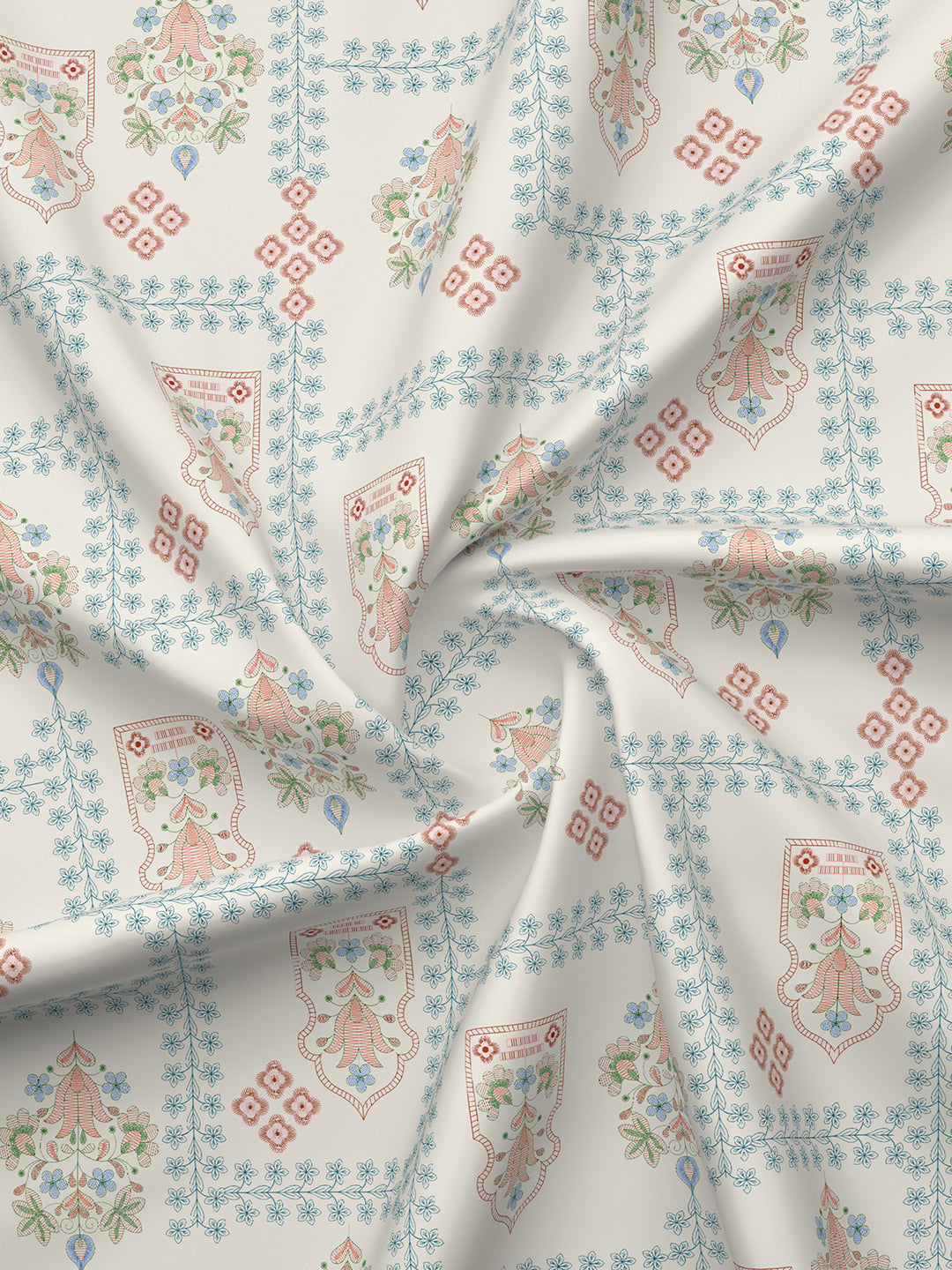 Valatia Karigari 100% Cotton 200 TC Grey Ethnic Print Reversible Single Size Dohar (88 L x 60 W inches)