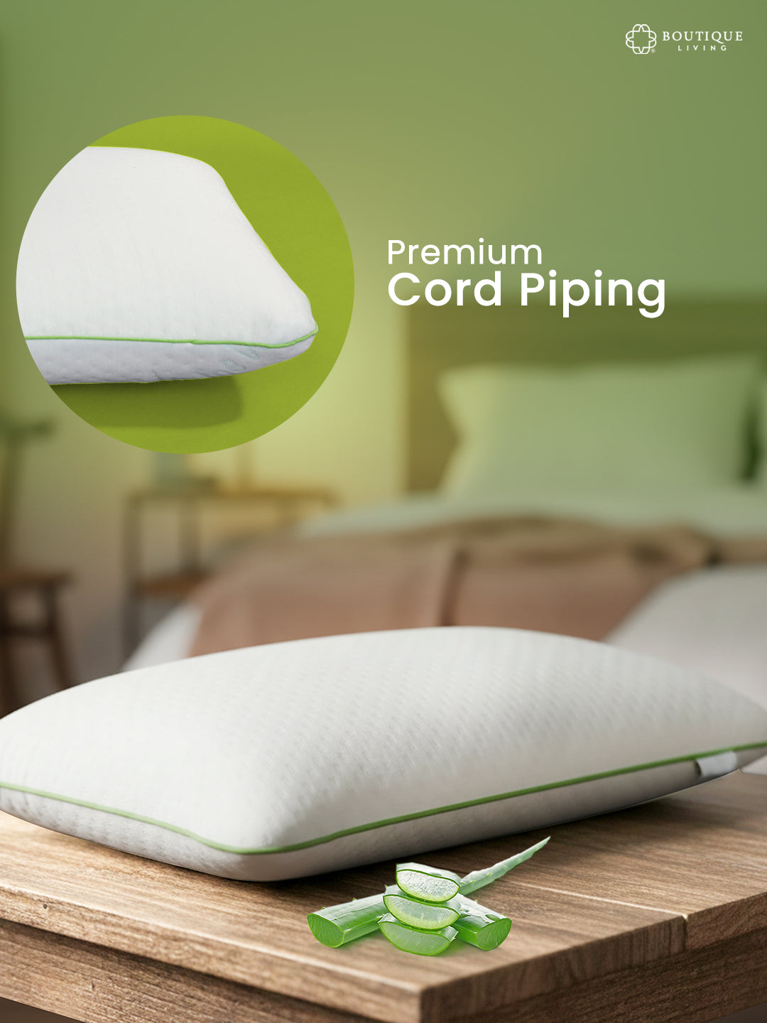 Premium Aloe Vera Pillow - Pack of 1 (69 L cm x 43 W cm) Soothing, Antibacterial Fabric for Restful Sleep