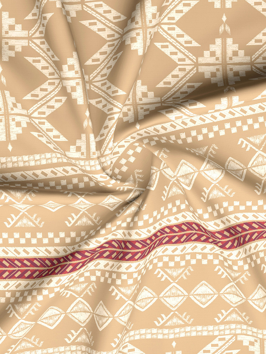 Valatia Gypsy 100% Cotton 200 TC Ethnic Printed King Bedsheet with 2 Pillow Covers - Brown & White