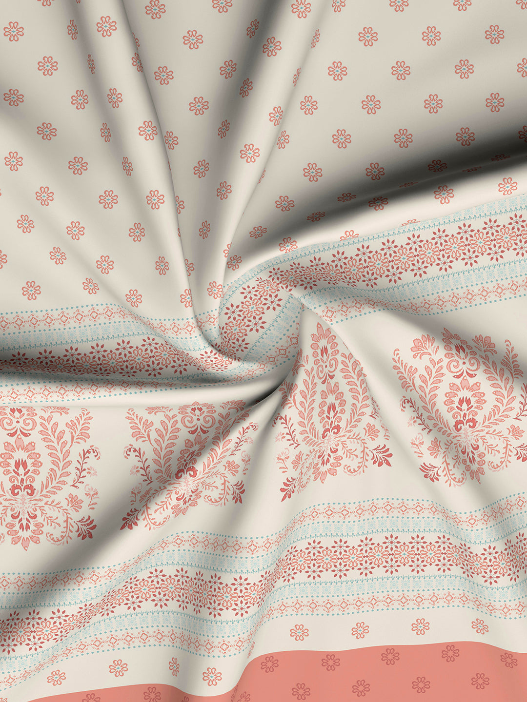 Valatia Gypsy 100% Cotton 200 TC Ethnic Printed King Bedsheet with 2 Pillow Covers - Red & White