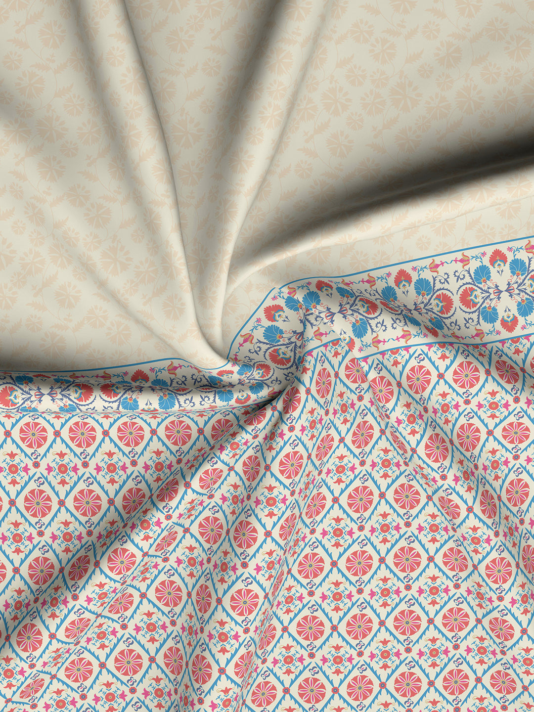 Valatia Gypsy 100% Cotton 200 TC Ethnic Print Fitted King Bedsheet with 2 Pillow Covers