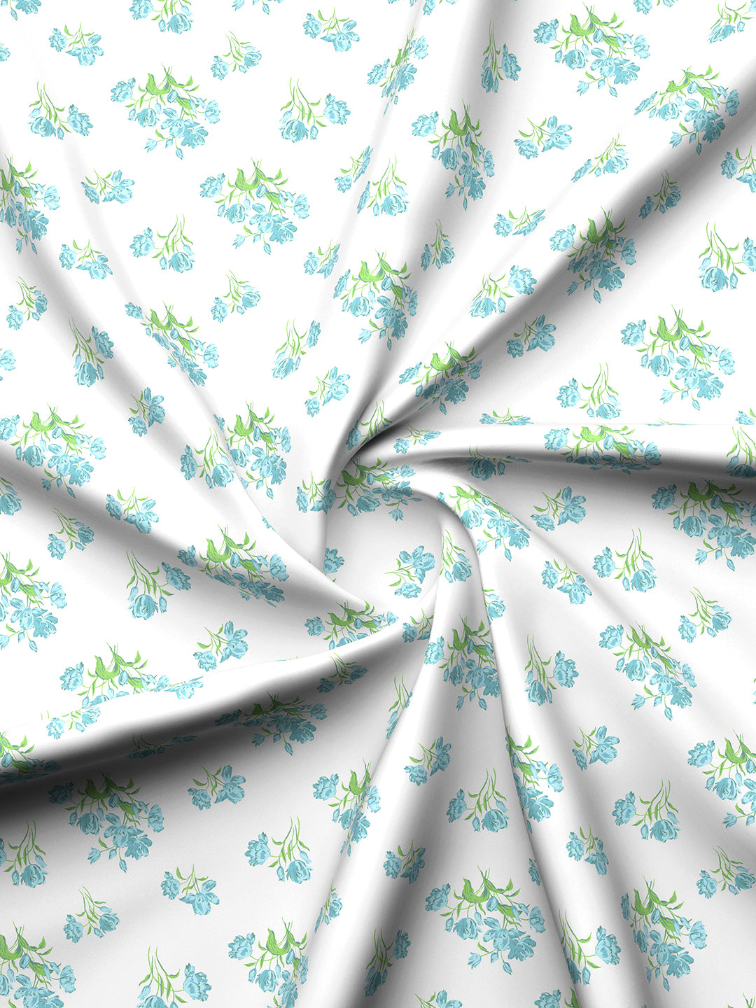 Valatia 100% Cotton 200 TC White & Green Floral King Bedsheet with 2 Pillow Covers