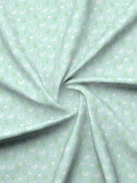 Valatia 100% Cotton 200 TC Green Floral King Fitted Bedsheet with 2 Pillow Covers