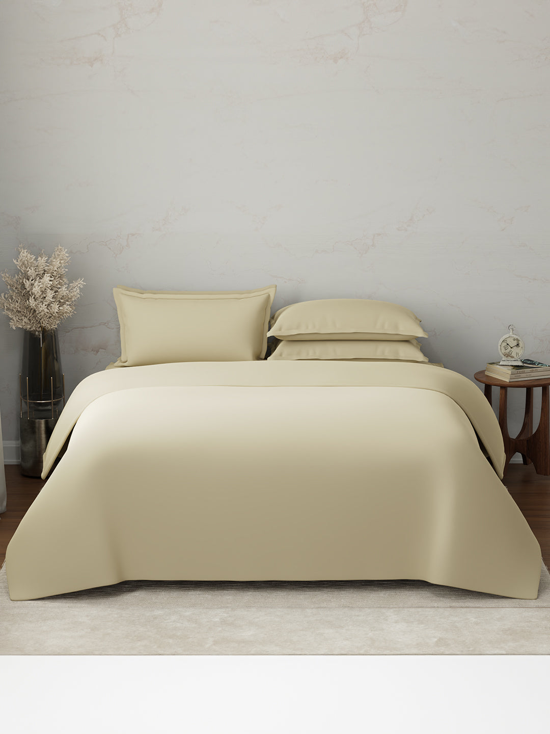 100% Cotton 300 TC, King Size Dyed Bedsheet with 1 Duvet Cover and 4 Pillow Covers, Emblem Collection - Mojave Desert