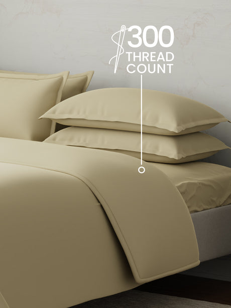 100% Cotton 300 TC, King Size Dyed Bedsheet with 1 Duvet Cover and 4 Pillow Covers, Emblem Collection - Mojave Desert