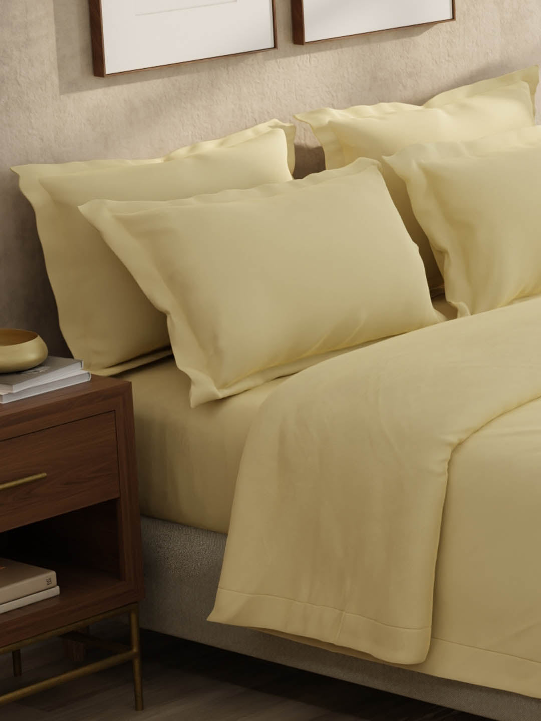 100% Cotton 300 TC, King Size Dyed Bedsheet with 1 Duvet Cover and 4 Pillow Covers, Emblem Collection - Mojave Desert