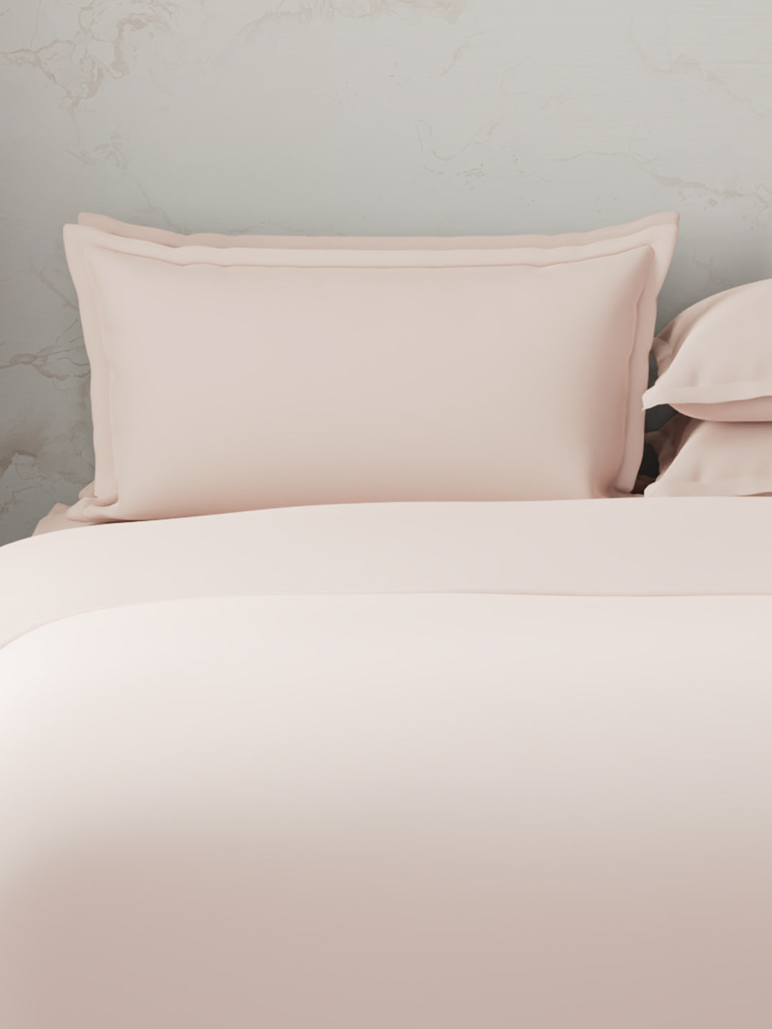 100% Cotton 300 TC, King Size Dyed Bedsheet with 1 Duvet Cover and 4 Pillow Covers, Emblem Collection - Pearl Blush