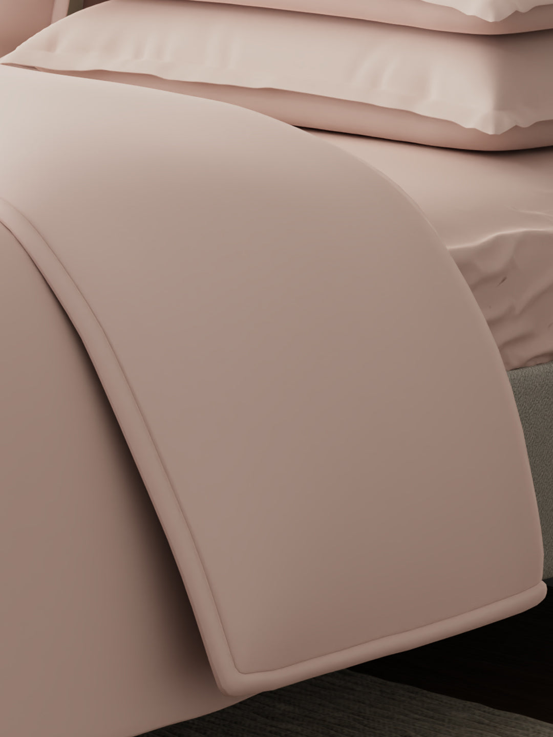 100% Cotton 300 TC, King Size Dyed Bedsheet with 1 Duvet Cover and 4 Pillow Covers, Emblem Collection - Pearl Blush