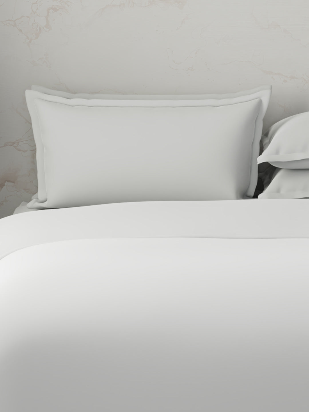 100% Cotton 300 TC, King Size Dyed Bedsheet with 1 Duvet Cover and 4 Pillow Covers, Emblem Collection - Oyester Mushroom