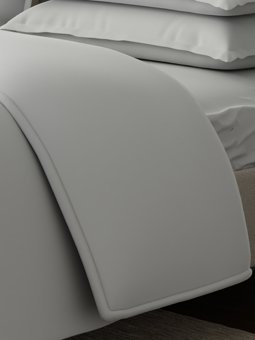 100% Cotton 300 TC, King Size Dyed Bedsheet with 1 Duvet Cover and 4 Pillow Covers, Emblem Collection - Oyester Mushroom