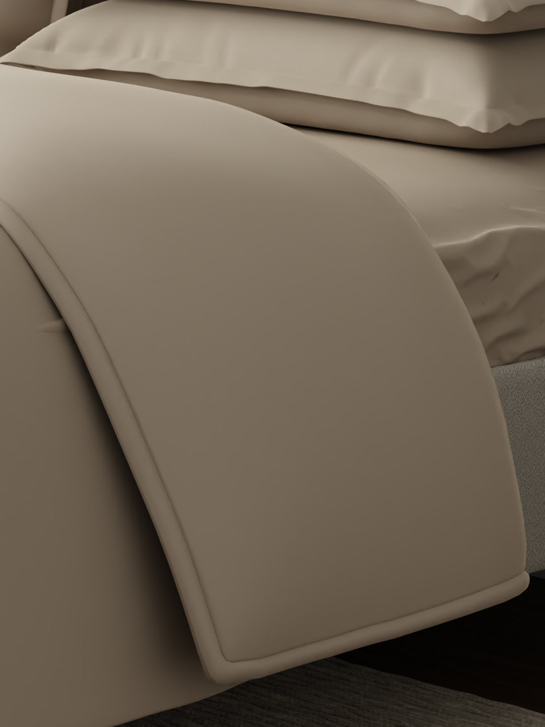 100% Cotton 300 TC, King Size Dyed Bedsheet with 1 Duvet Cover and 4 Pillow Covers, Emblem Collection - Light Taupe
