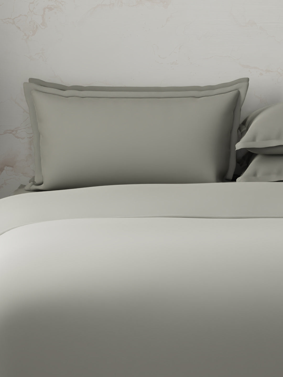 100% Cotton 300 TC, King Size Dyed Bedsheet with 1 Duvet Cover and 4 Pillow Covers, Emblem Collection - Steeple Gray