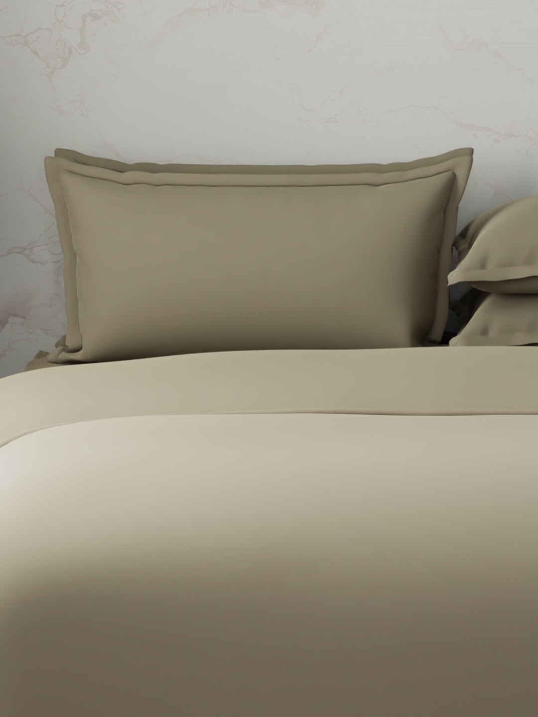 100% Cotton 300 TC, King Size Dyed Bedsheet with 1 Duvet Cover and 4 Pillow Covers, Emblem Collection - Dusky Green