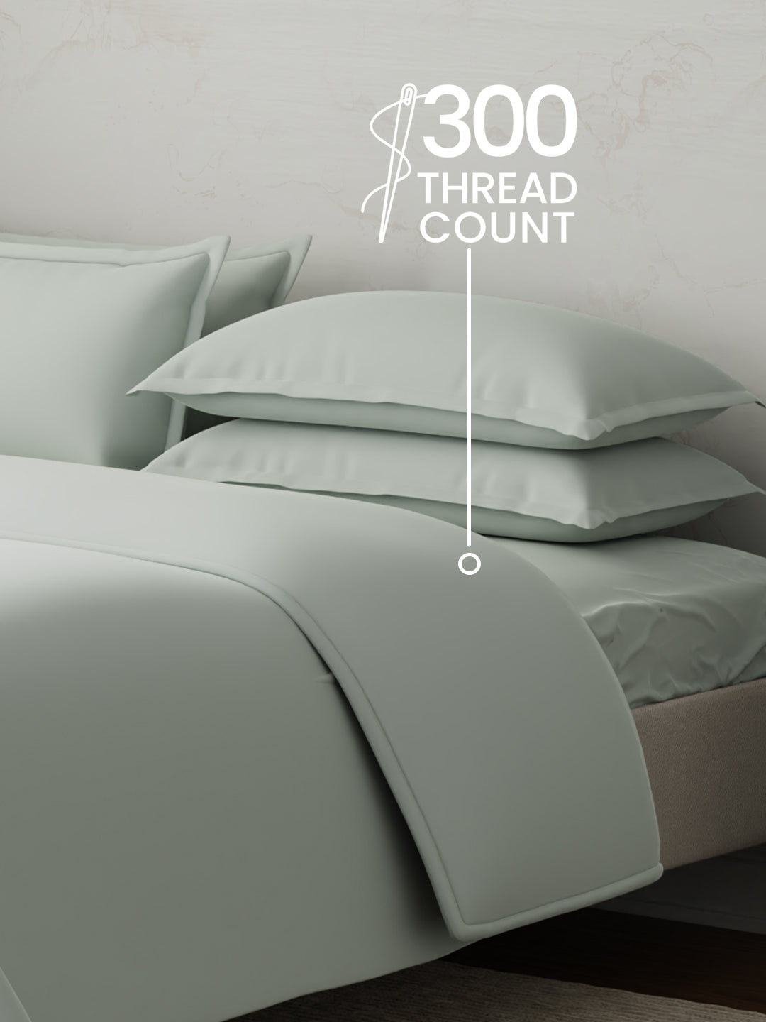 100% Cotton 300 TC, King Size Dyed Bedsheet with 1 Duvet Cover and 4 Pillow Covers, Emblem Collection - Mercury