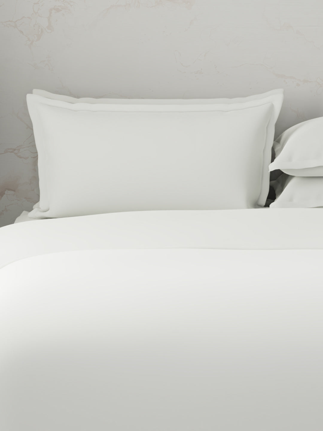 100% Cotton 300 TC, King Size Dyed Bedsheet with 1 Duvet Cover and 4 Pillow Covers, Emblem Collection - Bright White