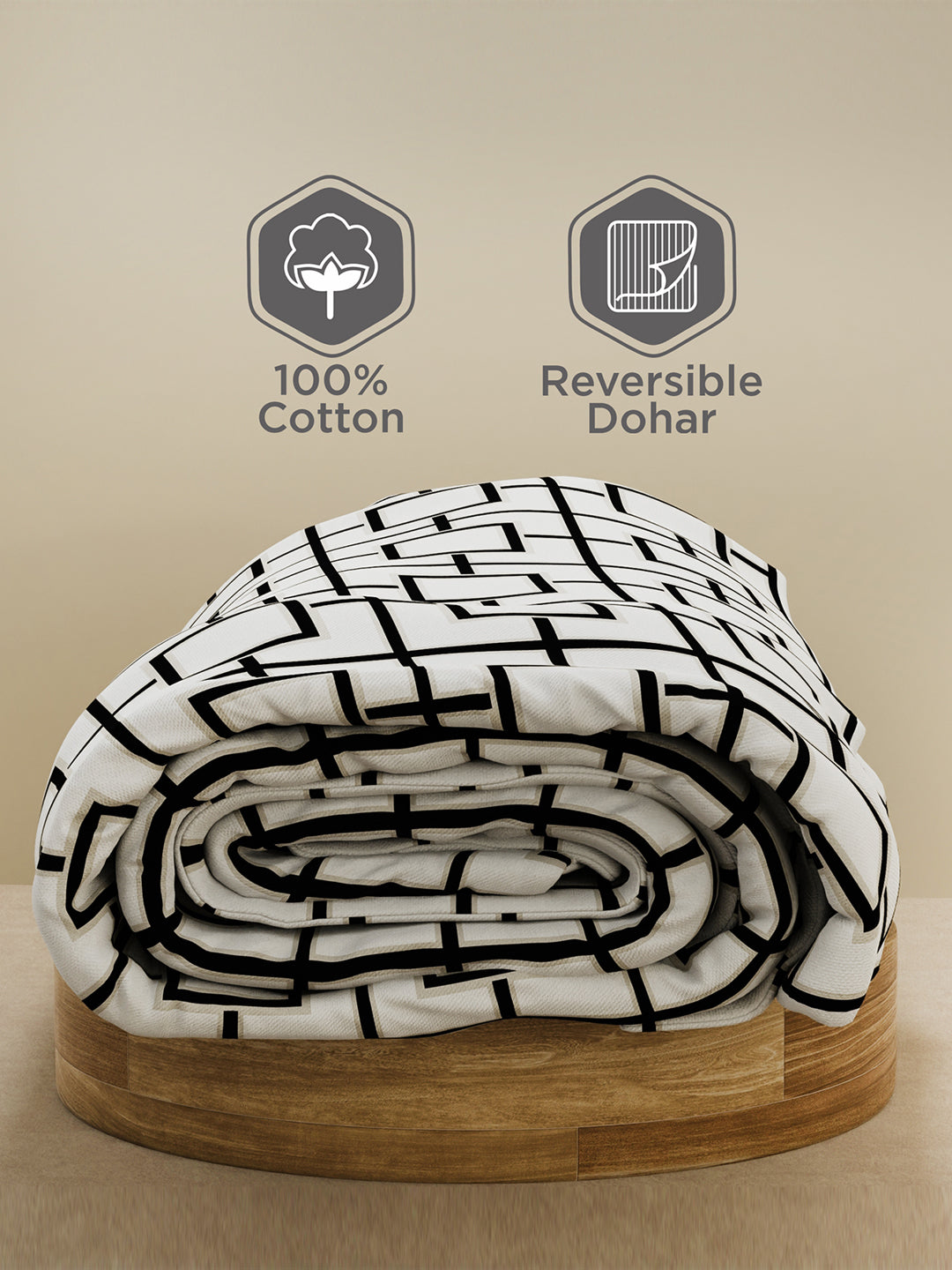 Haven 100% Cotton 300 TC Printed Reversible Dohar - Single (90 L x 60 W inches)