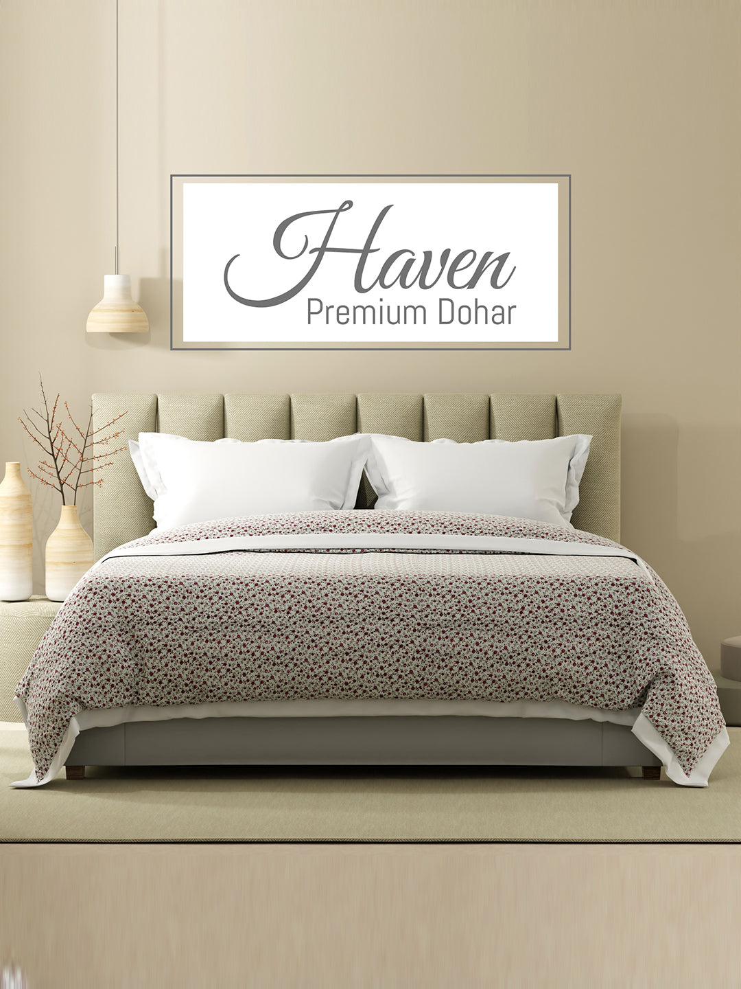 Haven 100% Cotton 300 TC Floral Print Reversible Dohar - Double (100 L x 90 W inches)
