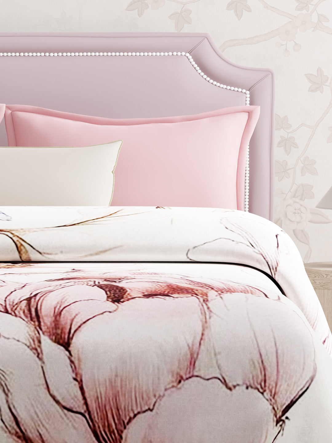 Double Size 3-Ply Blanket for Heavy Winter, Pink Floral, (2.40 m L x 2.20 m W), Luxe Loom