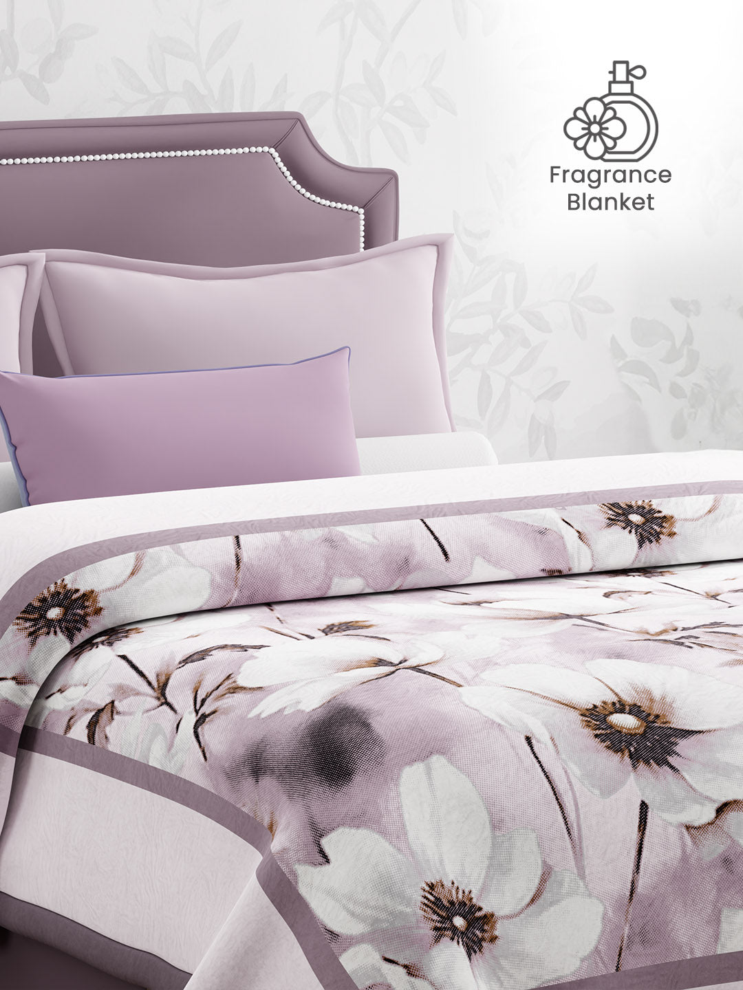 Scented Double Blanket for Heavy Winter, Purple Floral (94 inches L x 87 inches W), Nature Bouquet