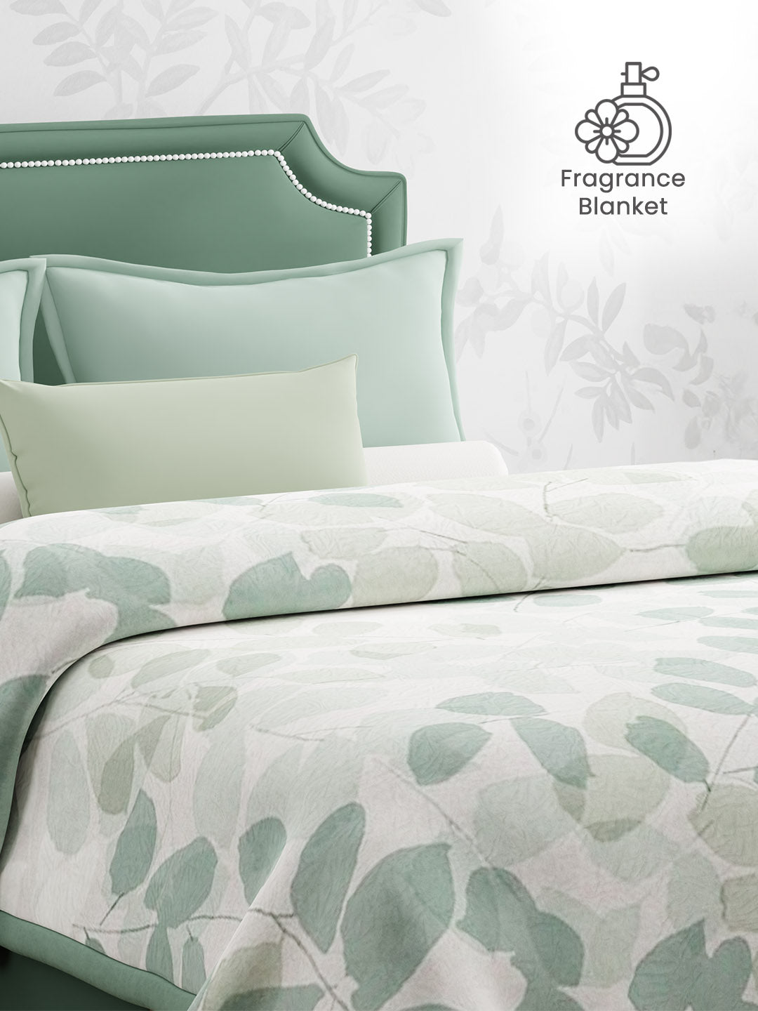 Scented Double Blanket for Heavy Winter, Green Floral (94 inches L x 87 inches W), Nature Bouquet