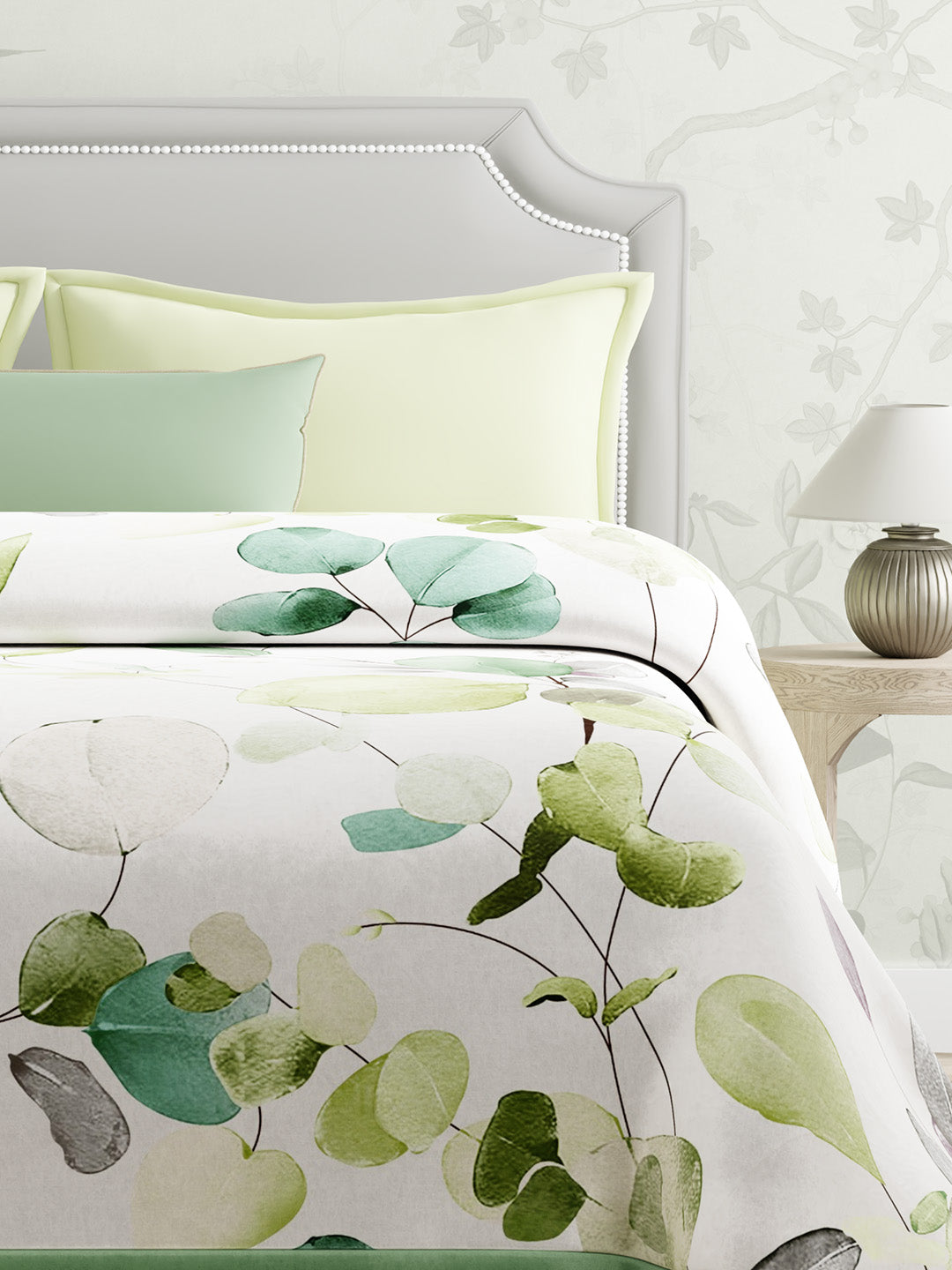 Double Size Blanket, Green Floral (2.40 L x 2.20 W meters), Valatia Collection