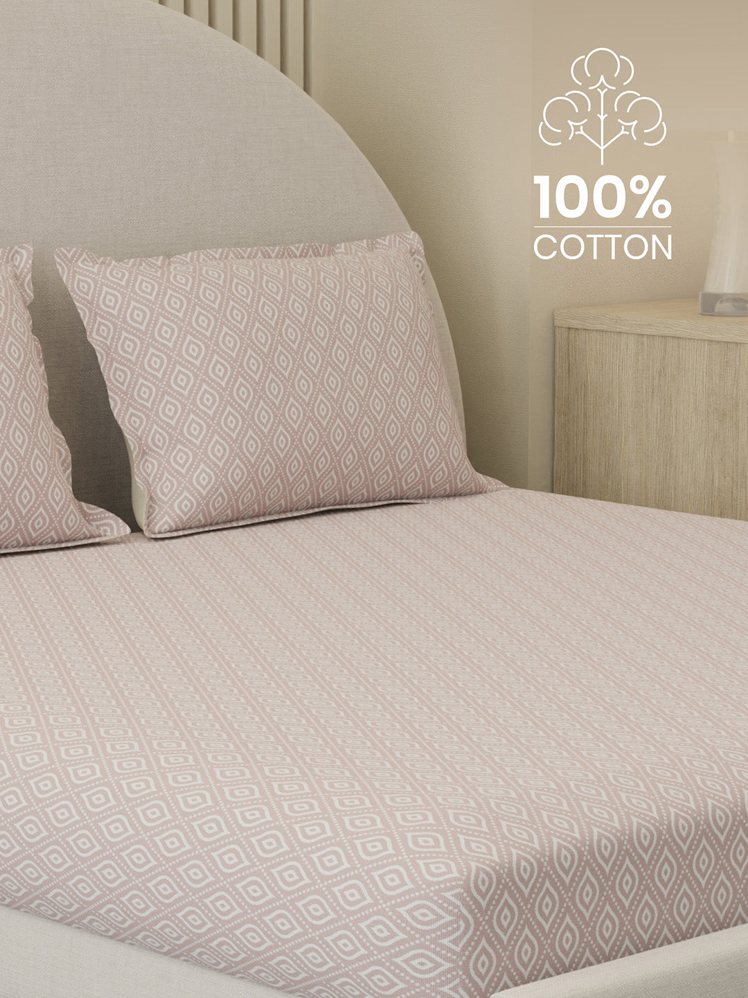 Cottage Garden 100% Cotton 300 TC King Bedsheet with 2 Pillow Covers | Printed Bedsheet Set
