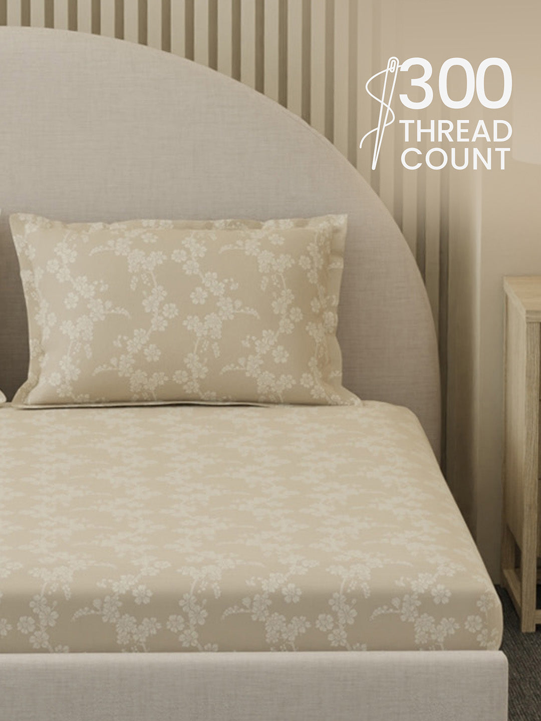 Cottage Garden 100% Cotton 300 TC King Bedsheet with 2 Pillow Covers | Printed Bedsheet Set