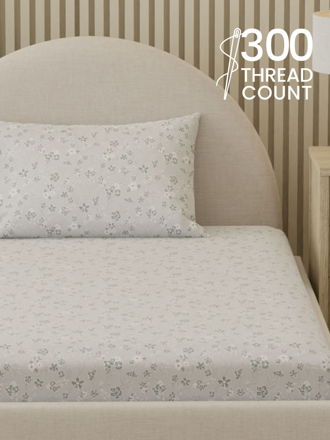 Cottage Garden 100% Cotton 300 TC Single Bedsheet with 1 Pillow Cover | Printed Bedsheet Set