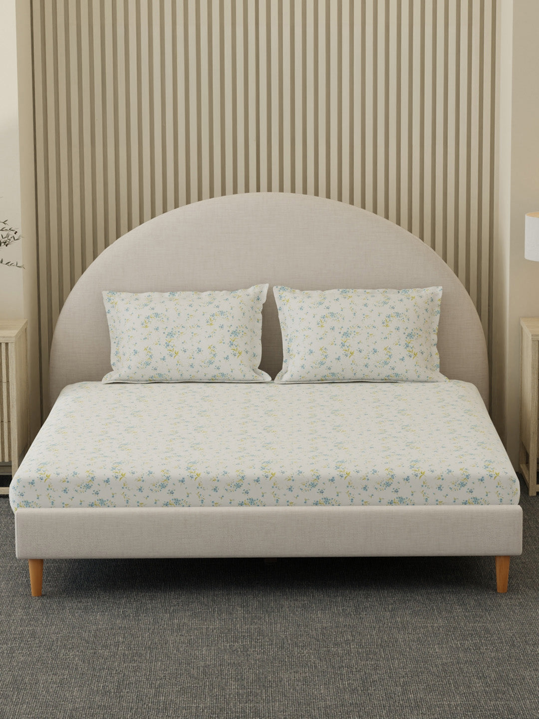 Cottage Garden 100% Cotton 300 TC King Bedsheet with 2 Pillow Covers | Printed Bedsheet Set