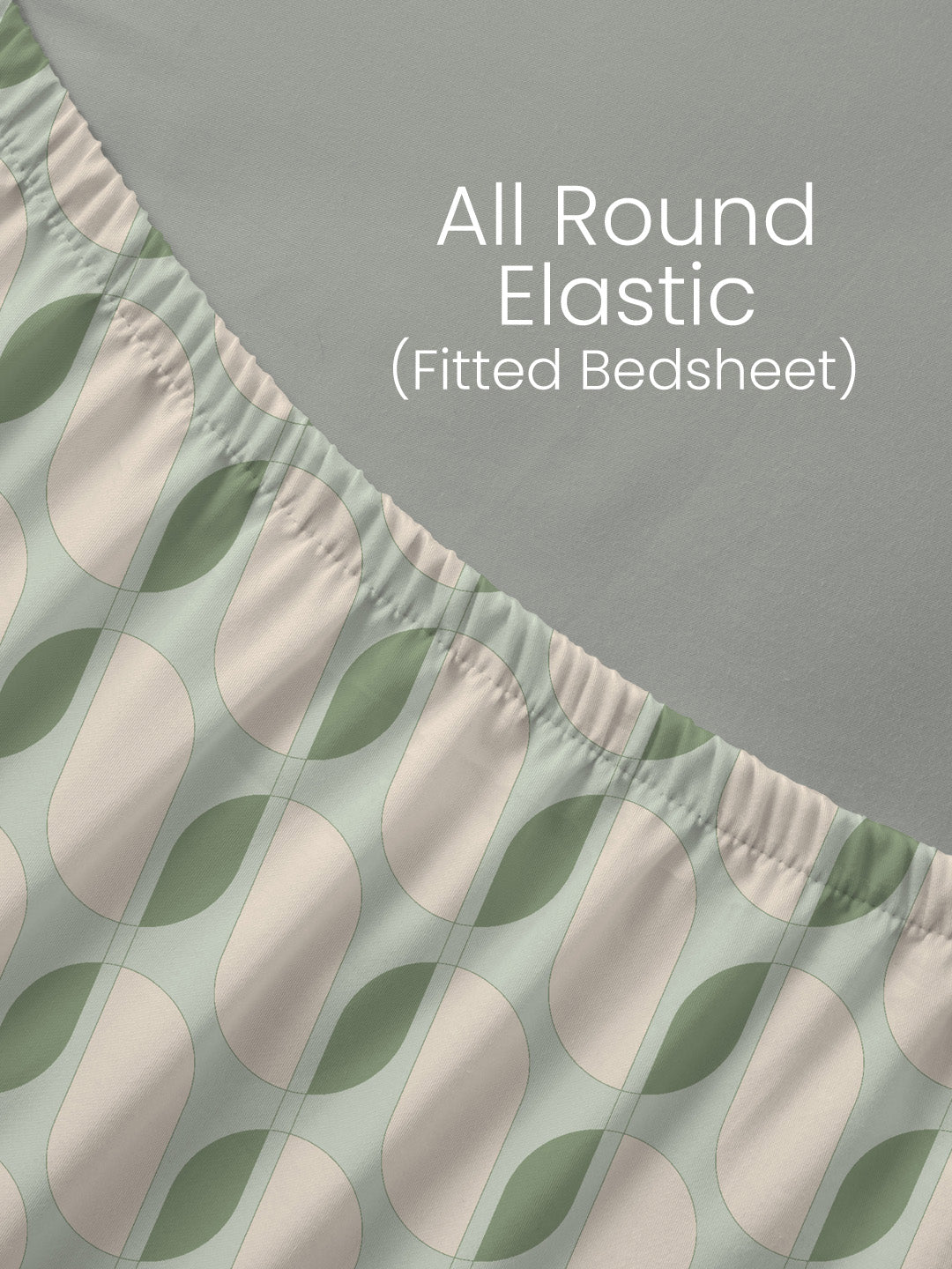 King Fitted Sheet Set, 100% Cotton 152 TC, Green Printed, Embrace