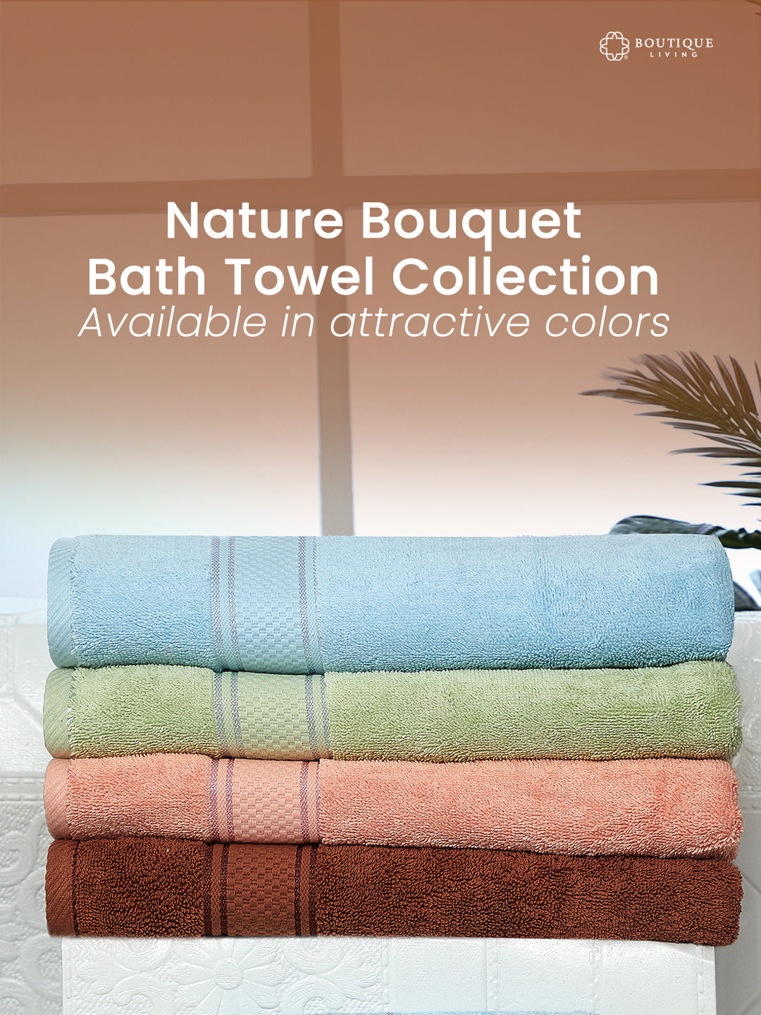 100% Cotton, Blue Bath Towel, Jasmine Aroma, 525 GSM (Nature Bouquet Collection) - Pack of 1