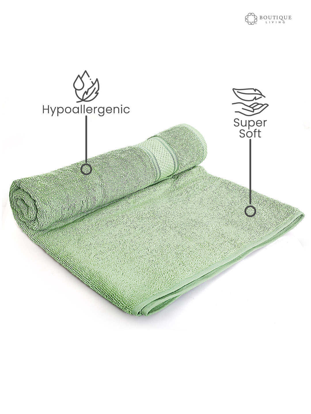 100% Cotton, Green Bath Towel, Green Apple Aroma, 525 GSM (Nature Bouquet Collection) - Pack of 1