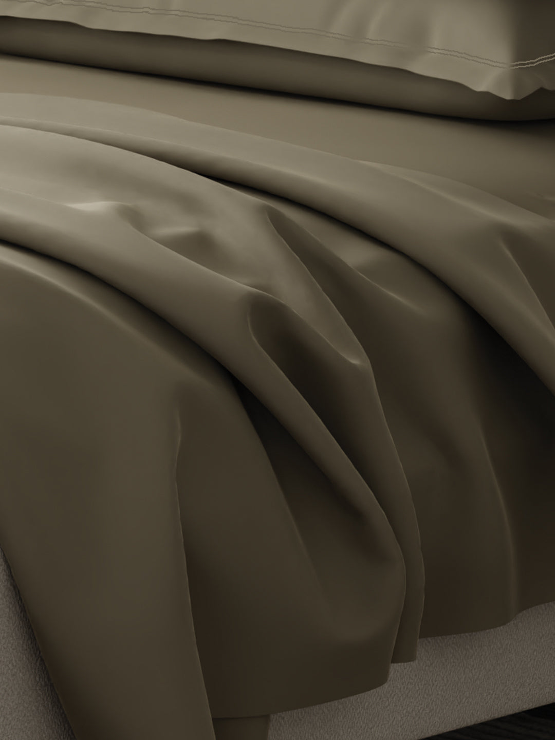 100% Cotton 300 TC, King Size Dyed Bedsheet with 4 Pillow Covers, Emblem Collection - Dusky Green