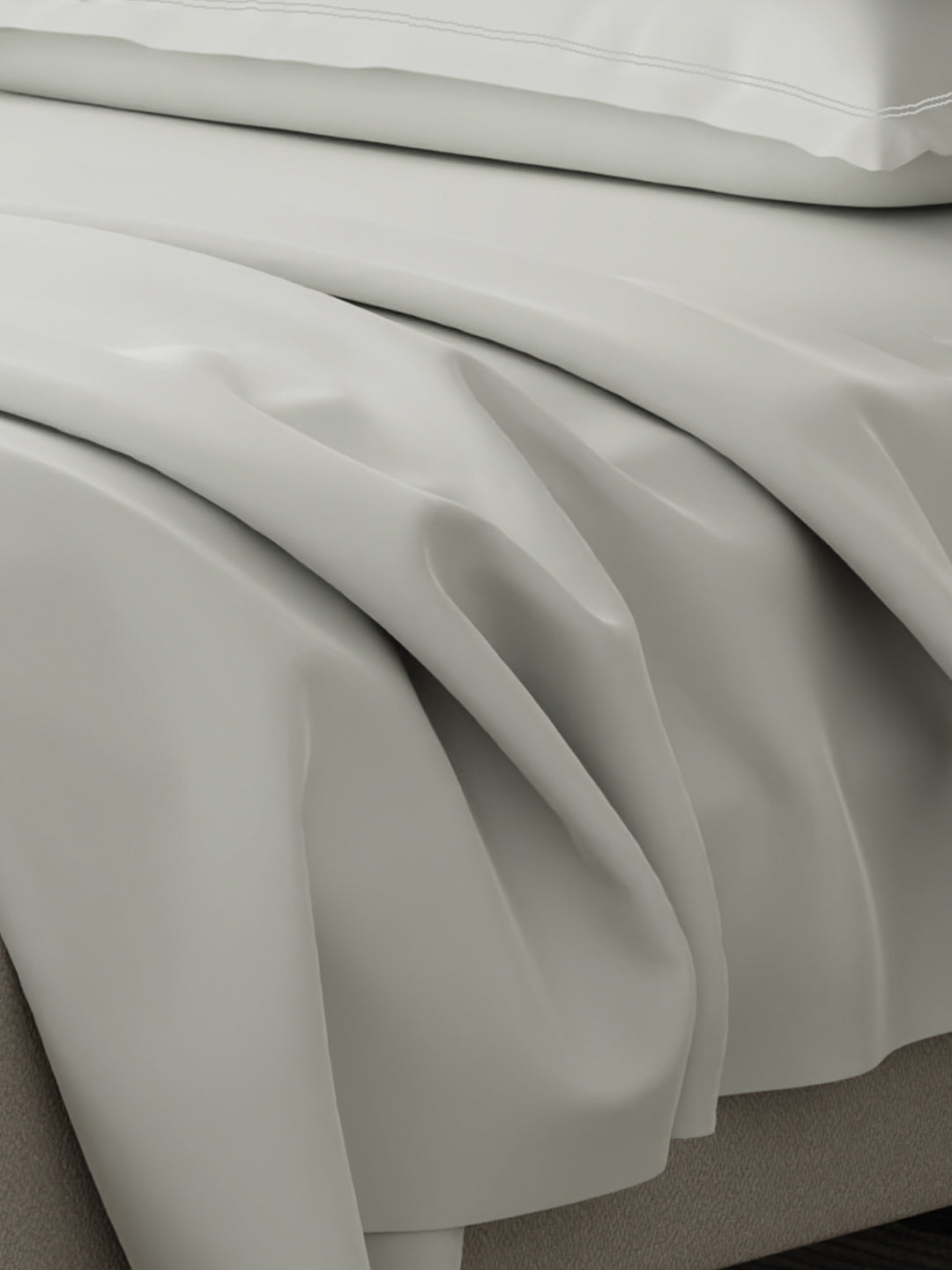 100% Cotton 300 TC, King Size Dyed Bedsheet with 4 Pillow Covers, Emblem Collection - Bright White