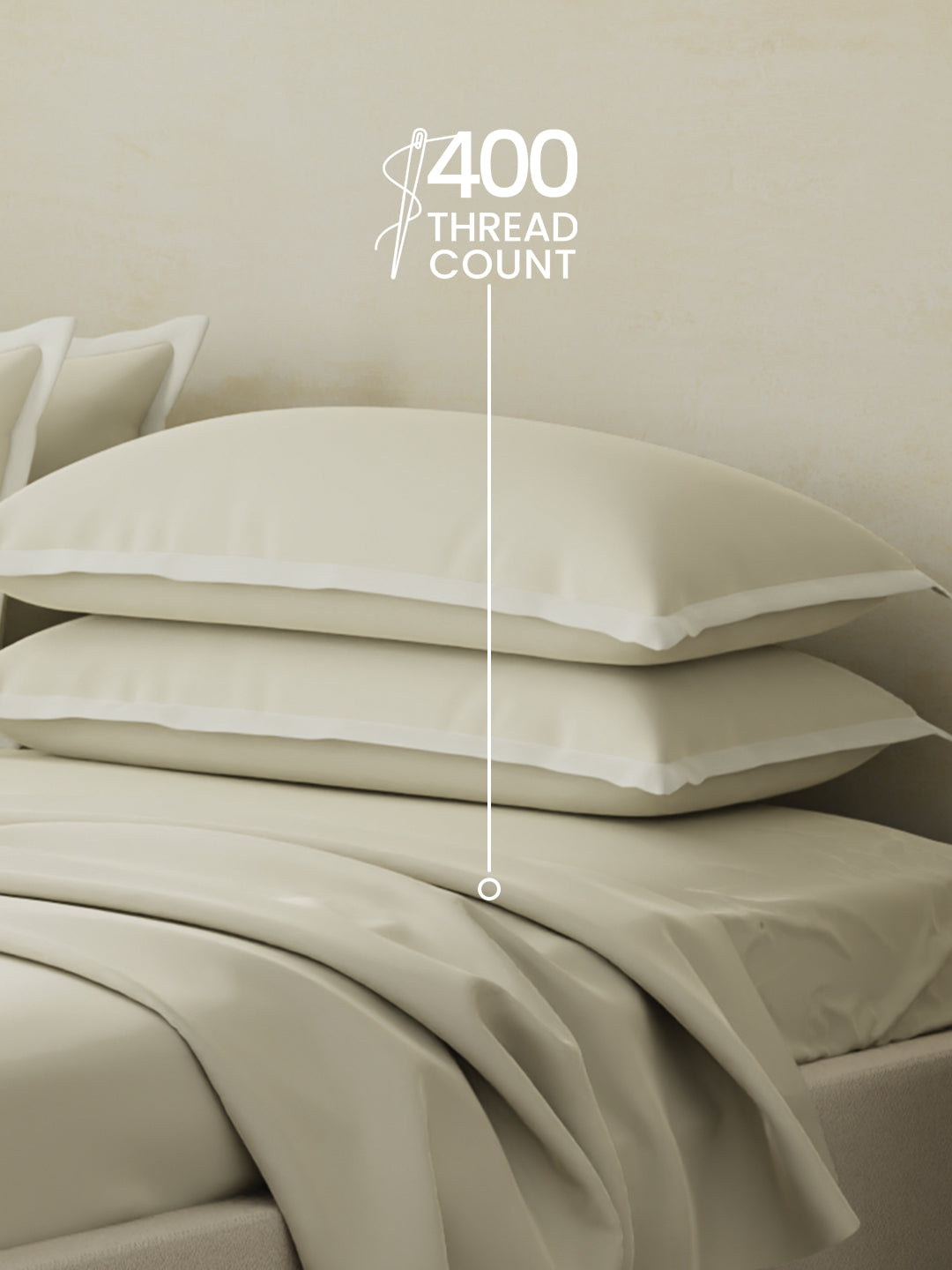 Cotton Charm 400 TC 100% Cotton King Size Dyed Bedsheet with 4 Pillow Covers - Seed Pearl