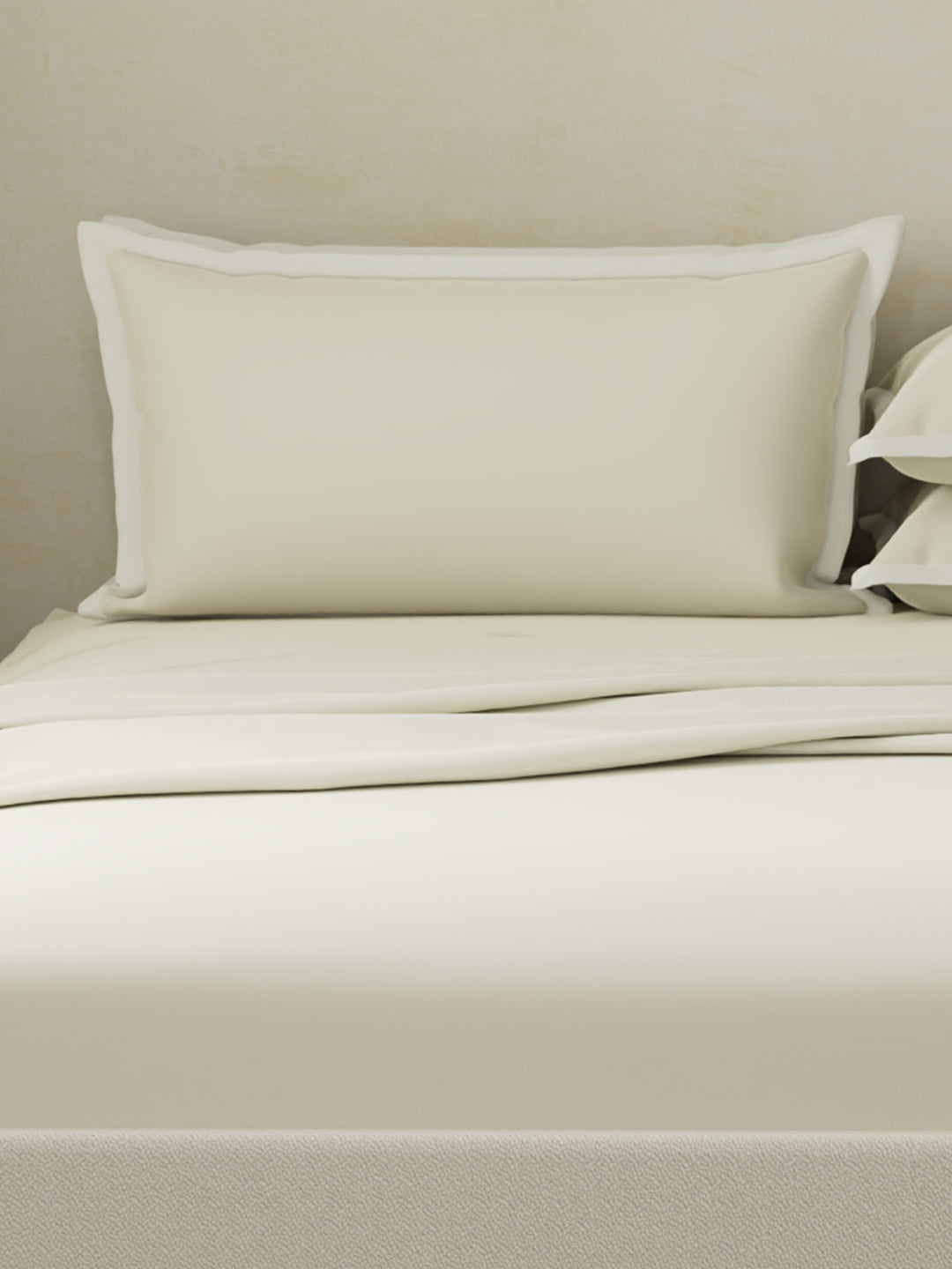 Cotton Charm 400 TC 100% Cotton King Size Dyed Bedsheet with 4 Pillow Covers - Seed Pearl