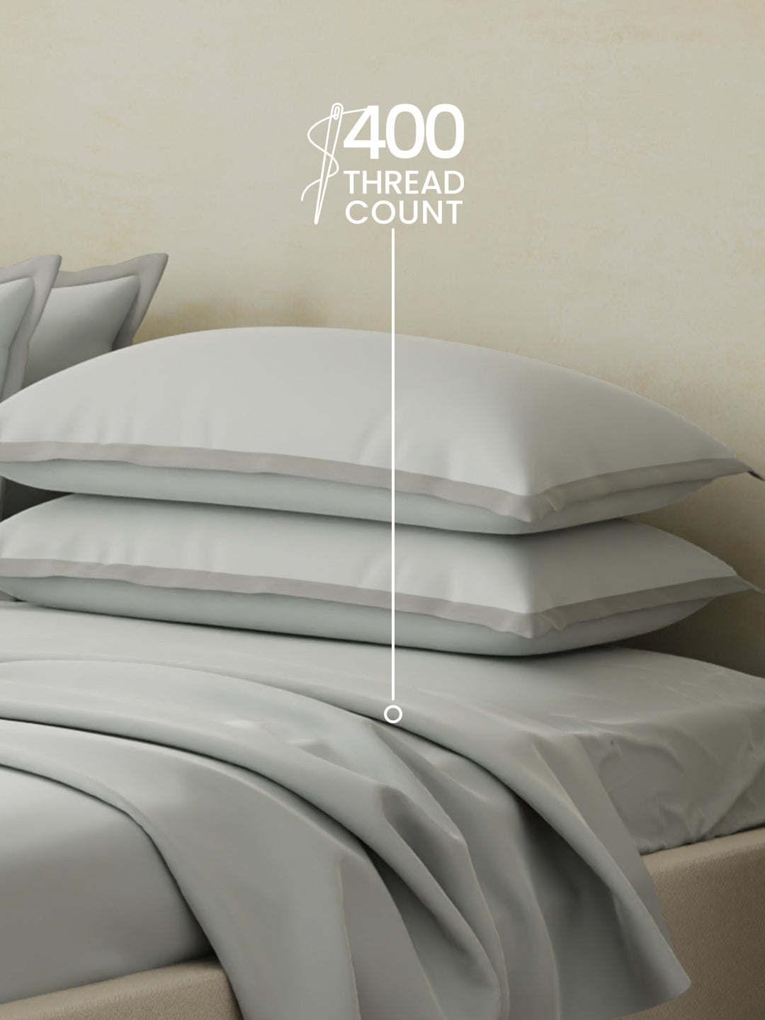 Cotton Charm 400 TC 100% Cotton King Size Dyed Bedsheet with 4 Pillow Covers - Dwan Blue