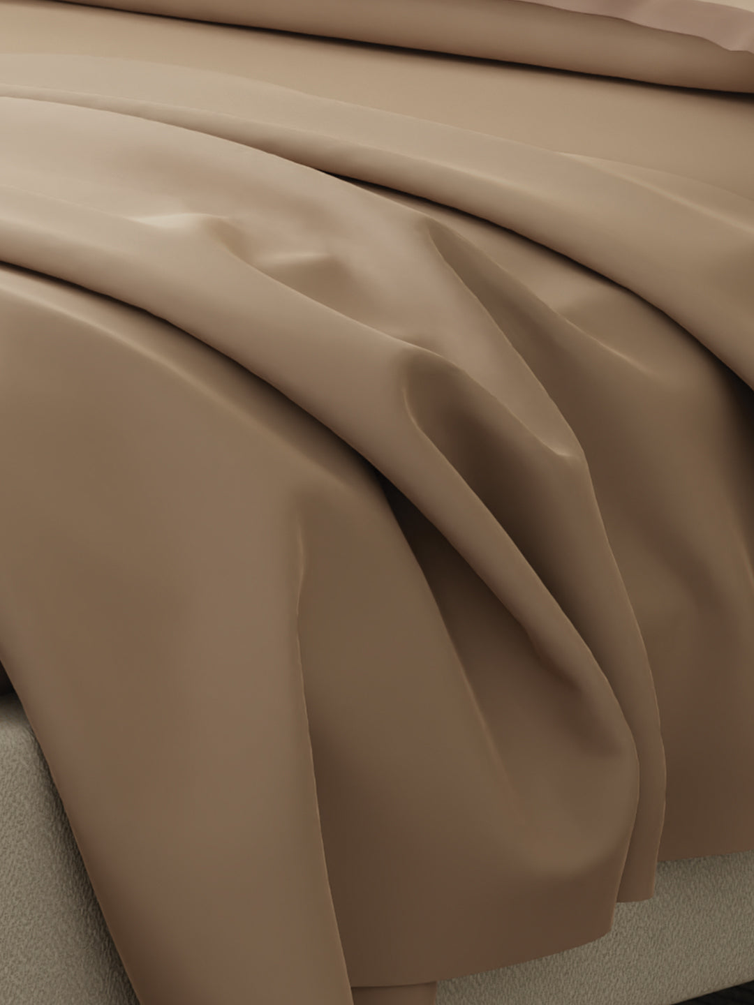 Cotton Charm 400 TC 100% Cotton Beige King Size Dyed Bedsheet with 4 Pillow Covers - Brush