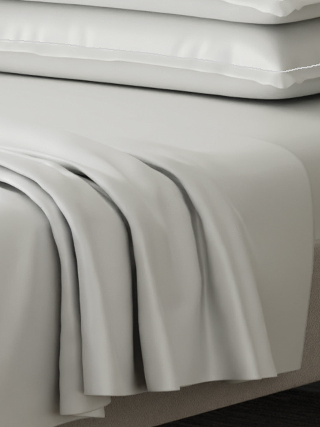 Kind Bedsheet Set, 100% Cotton 600 TC, Dyed Gypsum (Light Grey), Luxe Loom