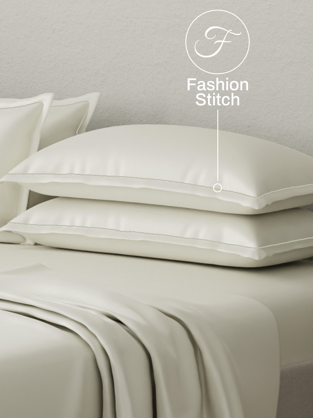 Kind Bedsheet Set, 100% Cotton 600 TC, Dyed Mother of Pearl (Off-White), Luxe Loom