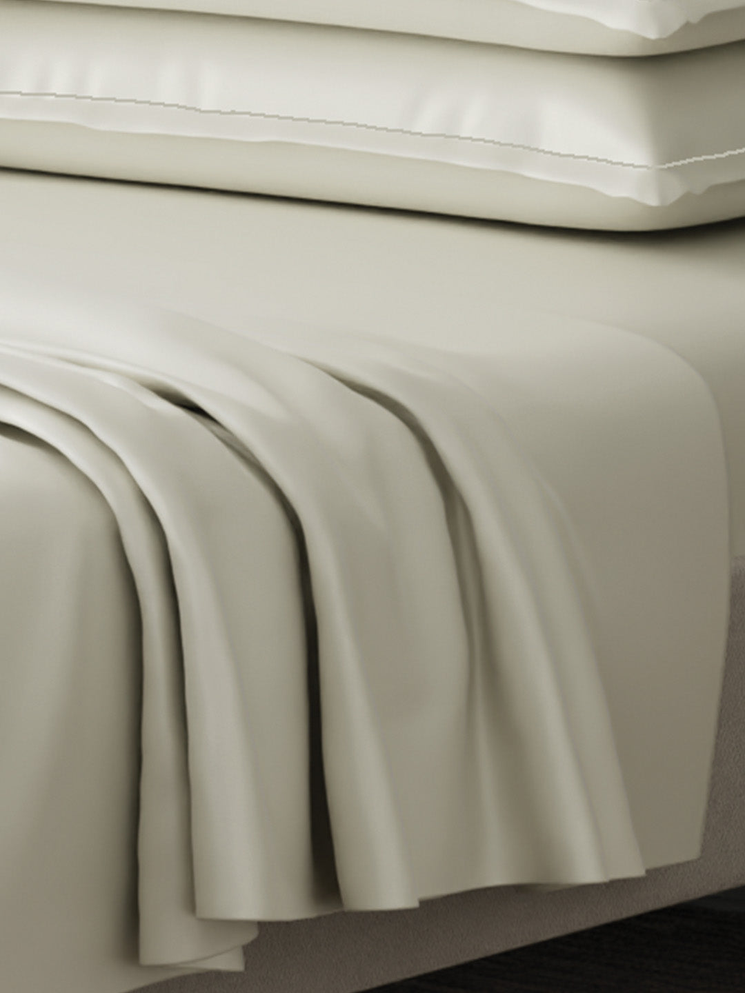 Kind Bedsheet Set, 100% Cotton 600 TC, Dyed Mother of Pearl (Off-White), Luxe Loom