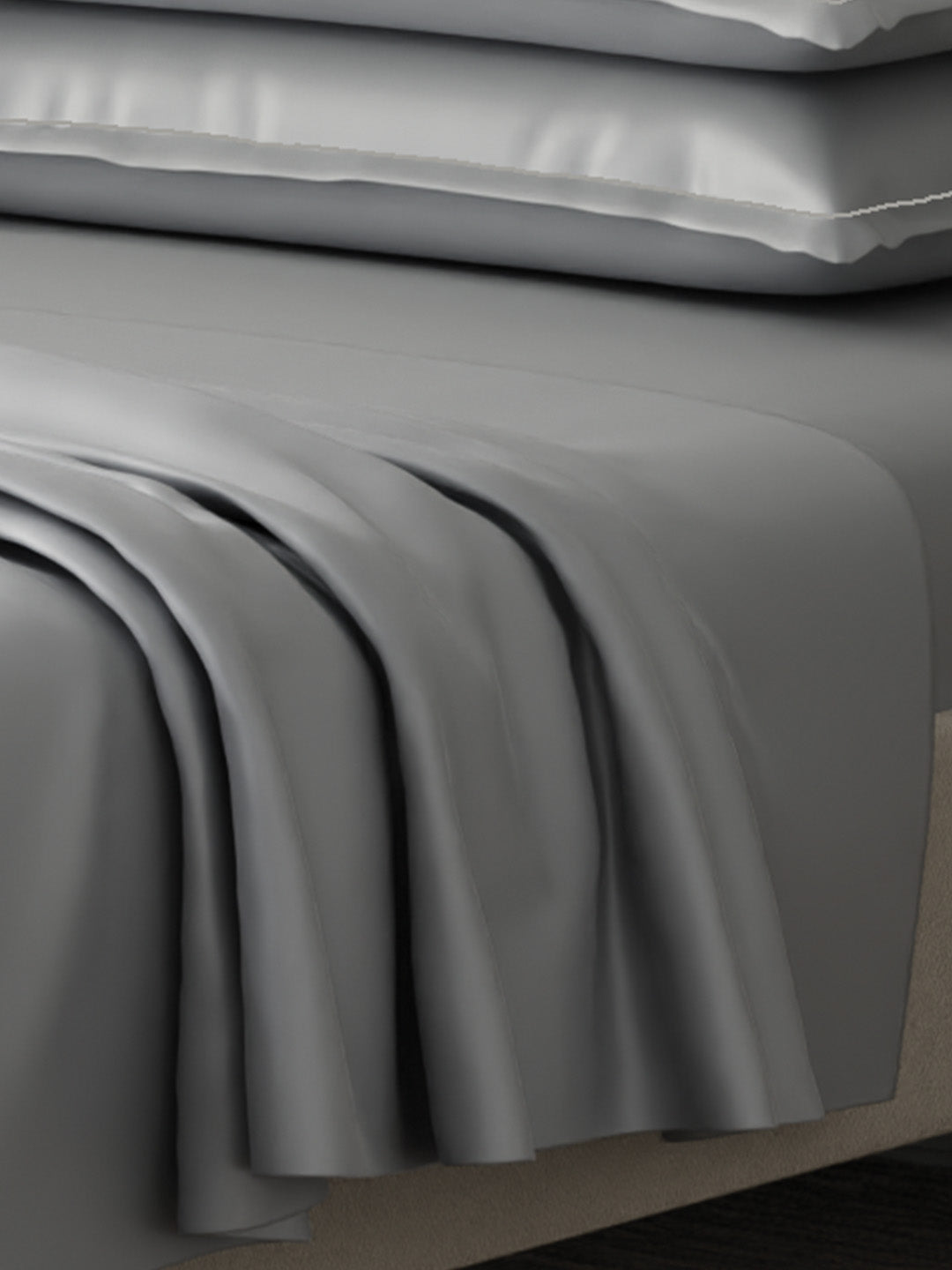 Kind Bedsheet Set, 100% Cotton 600 TC, Dyed Mouse Grey (Grey), Luxe Loom