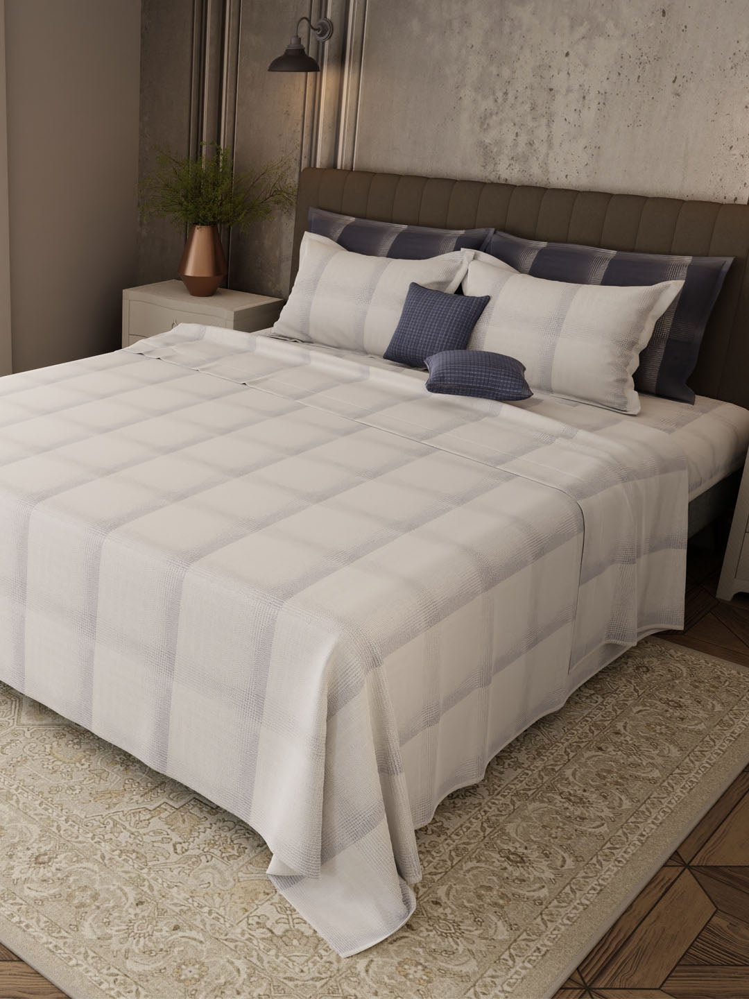100% Cotton 800 TC, Printed King Bedsheet Set, Platinum Pulse
