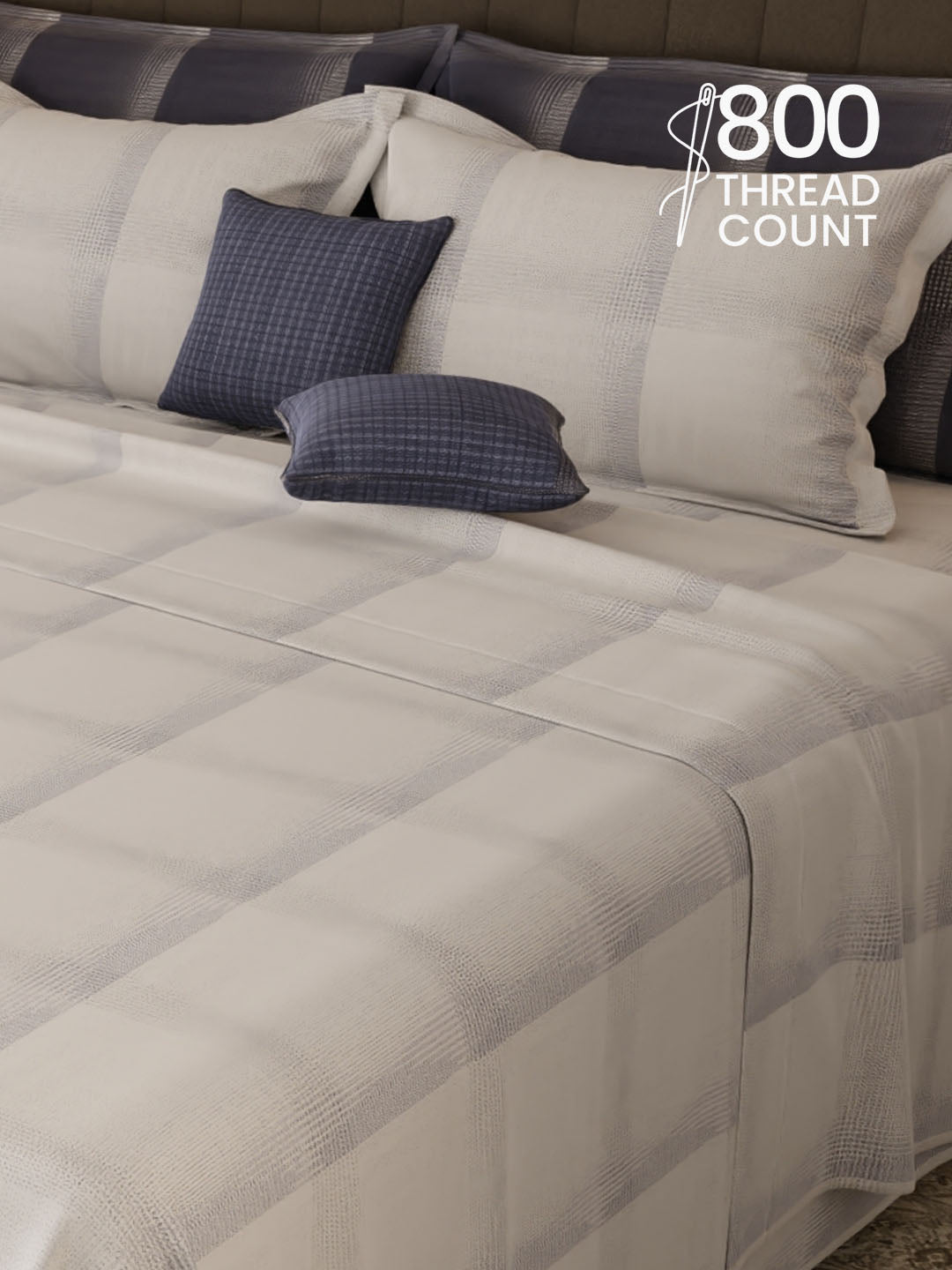100% Cotton 800 TC, Printed King Bedsheet Set, Platinum Pulse