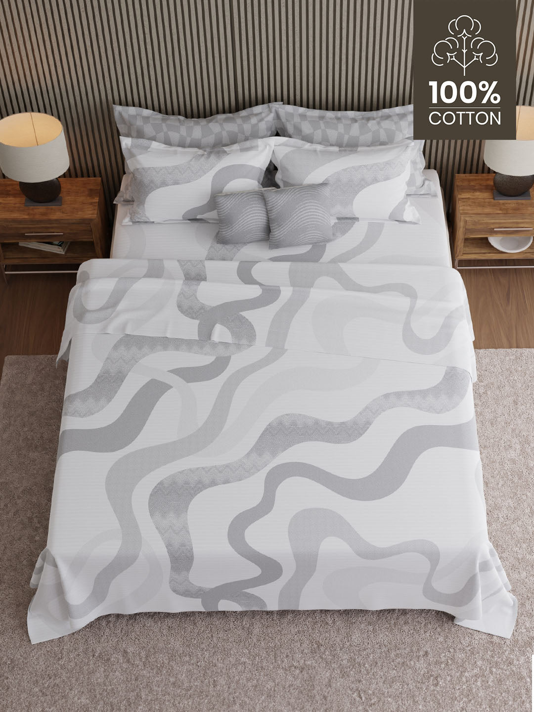 100% Cotton 600 TC, Printed King Bedsheet Set, Luxe Loom Weavers Gallore