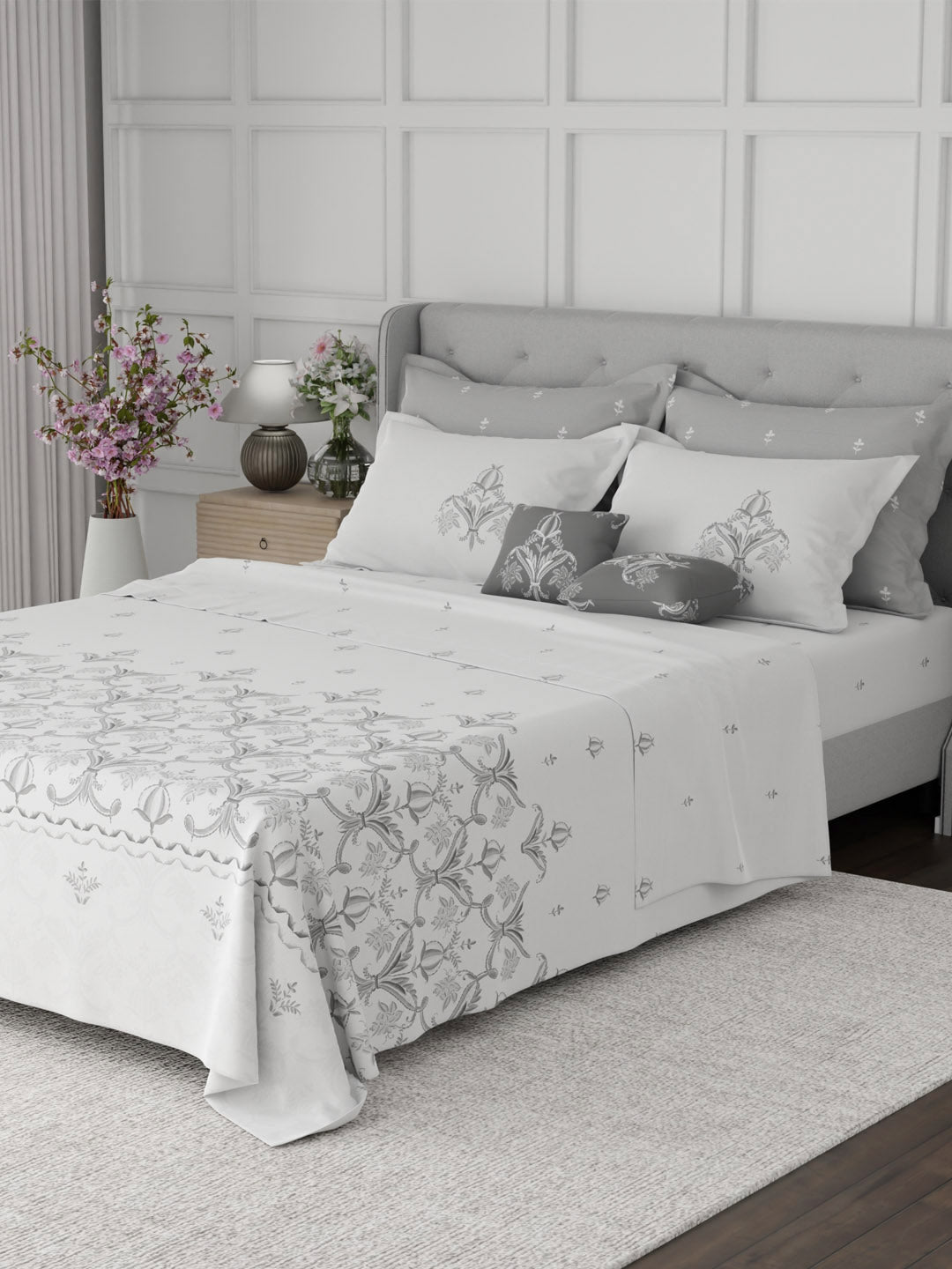 100% Cotton King Bedsheet Set, 600 TC Printed, Luxe Loom