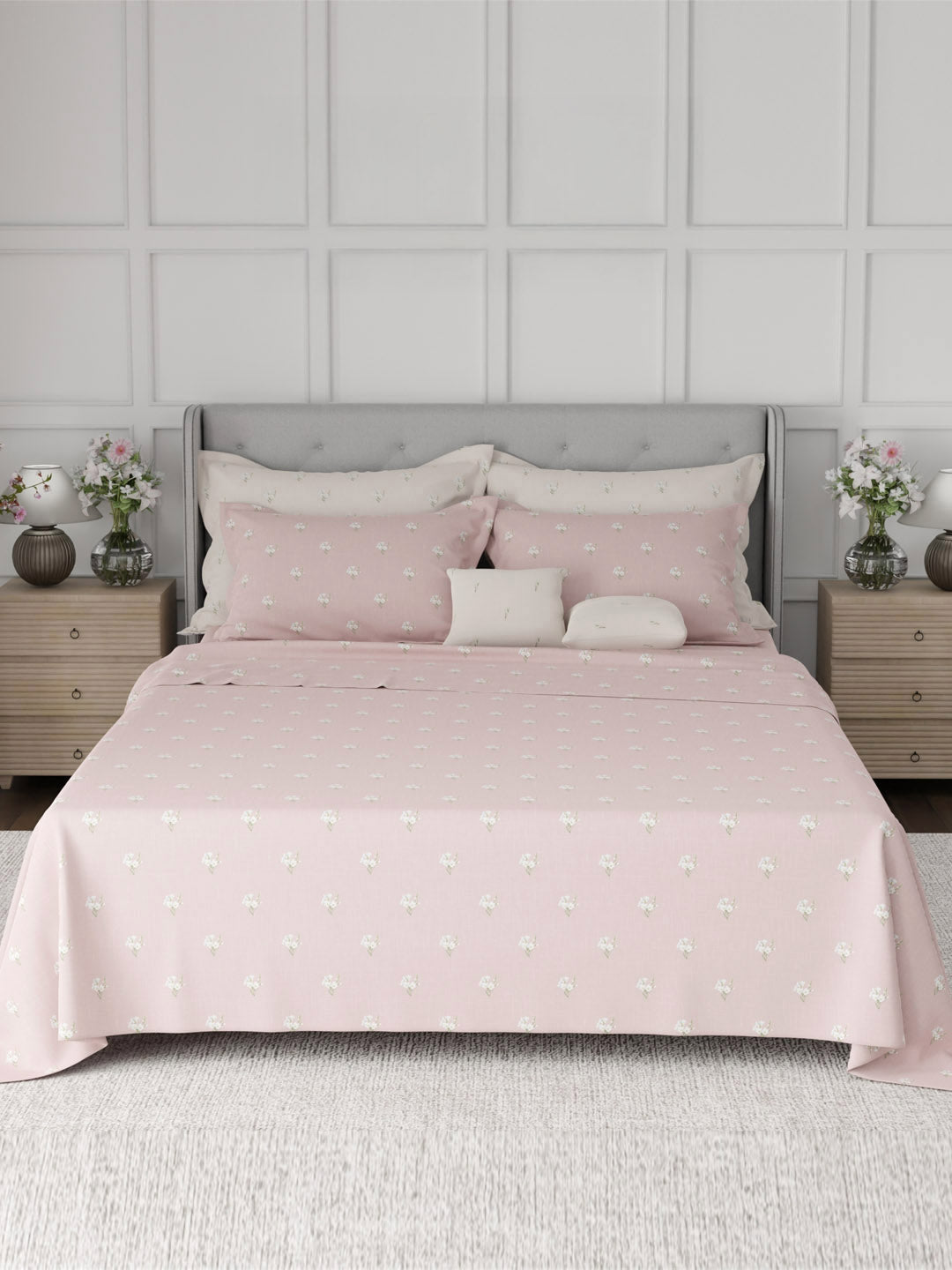100% Cotton King Bedsheet Set, 600 TC Printed, Luxe Loom