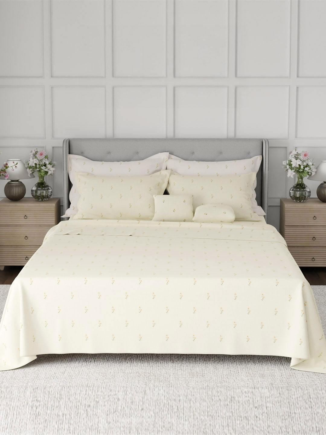 100% Cotton King Bedsheet Set, 600 TC Printed, Luxe Loom