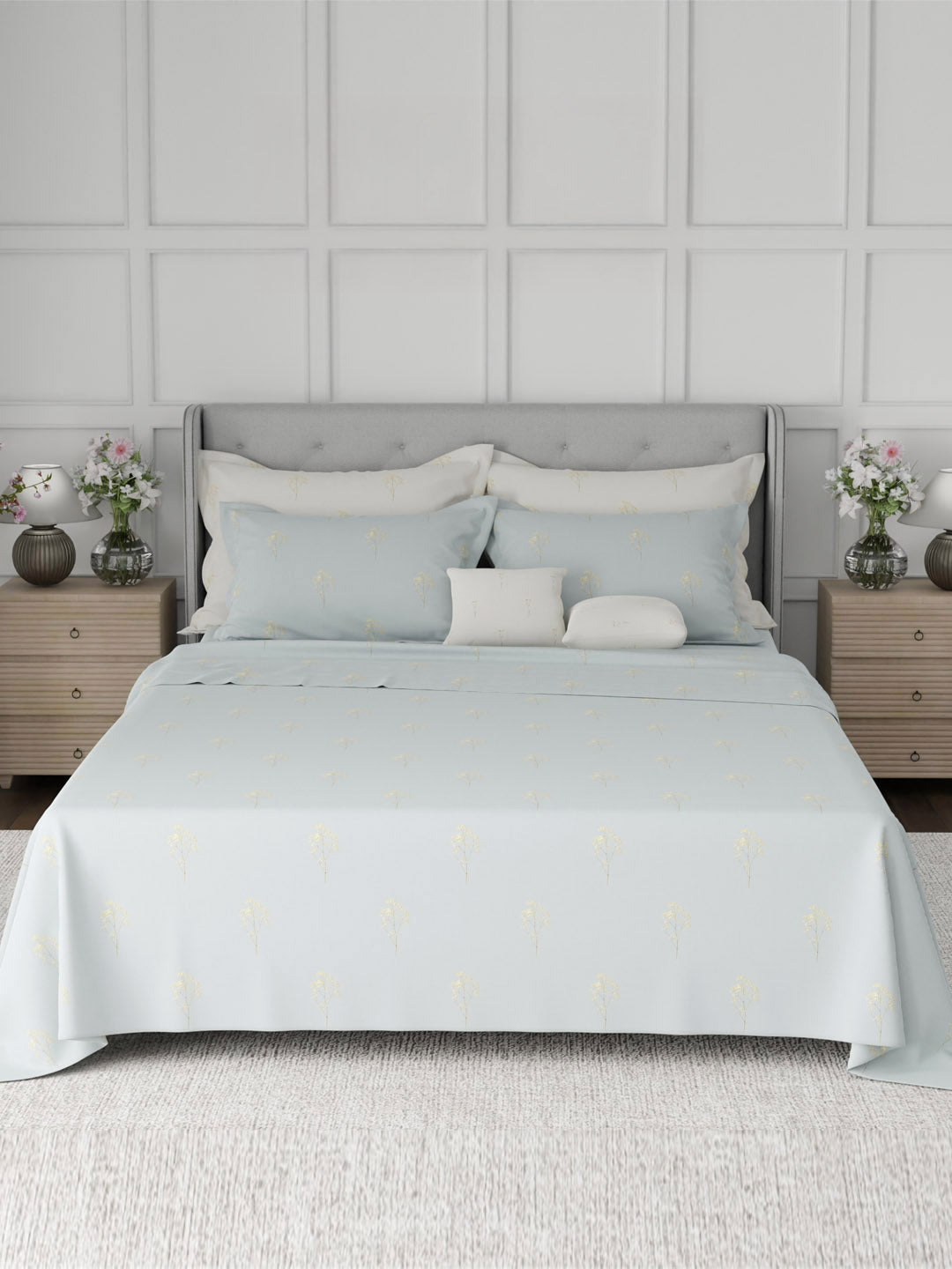 100% Cotton King Bedsheet Set, 600 TC Printed, Luxe Loom