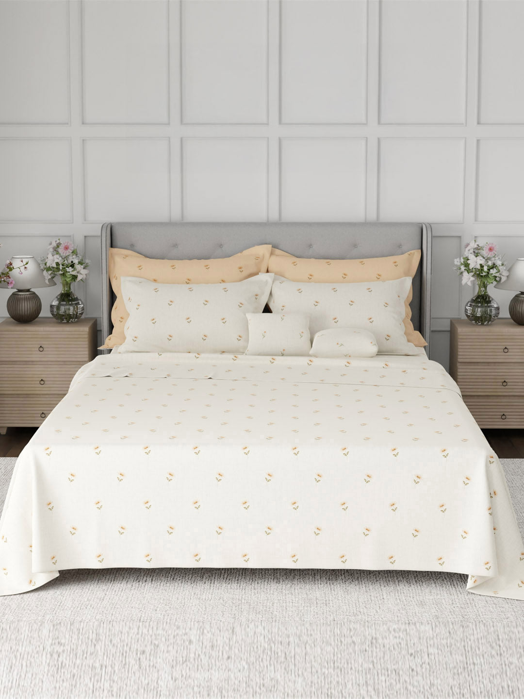 100% Cotton King Bedsheet Set, 600 TC Printed, Luxe Loom
